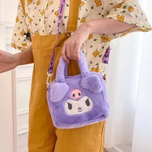 Сумка Куроми сумочка детская плюшевая для девочки Kuromi на регулируемом ремешке фиолетовая 