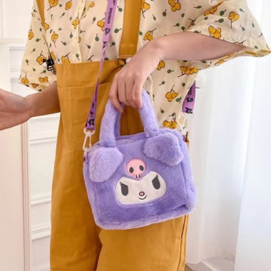 Сумка Куроми сумочка детская плюшевая для девочки Kuromi на регулируемом ремешке фиолетовая 