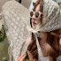 Платок женский кружевная косынка летняя с узором цветы белый